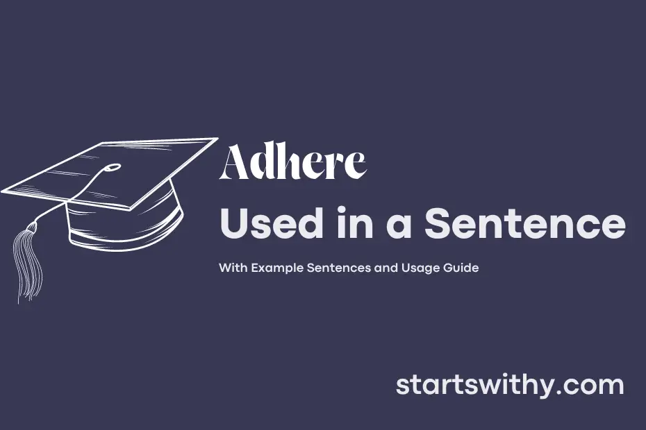 sentence with Adhere