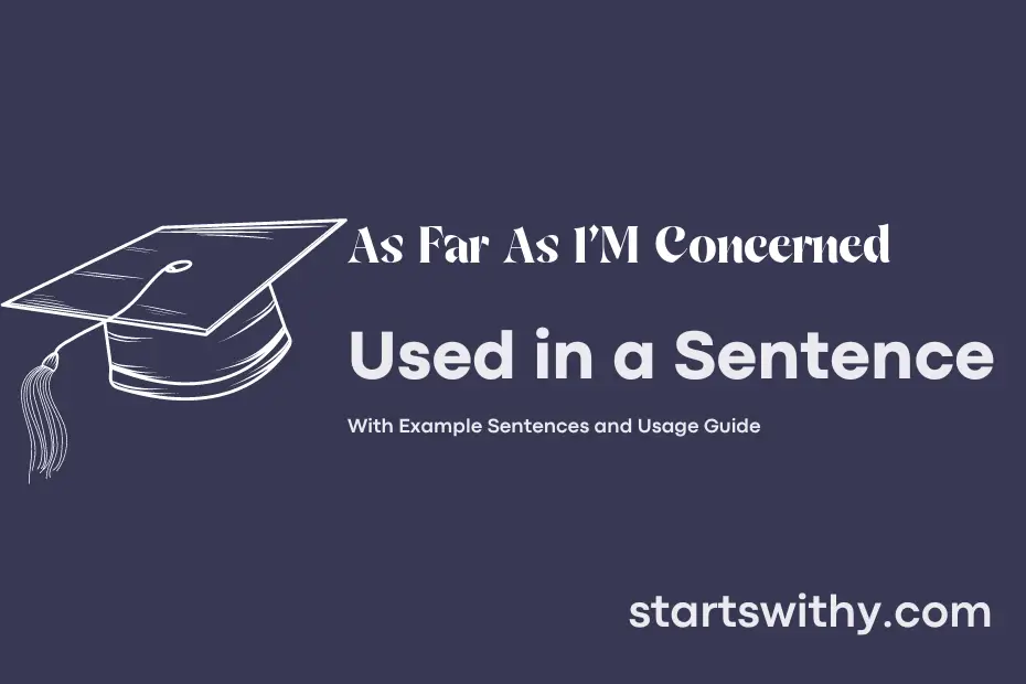 sentence with As Far As I'M Concerned
