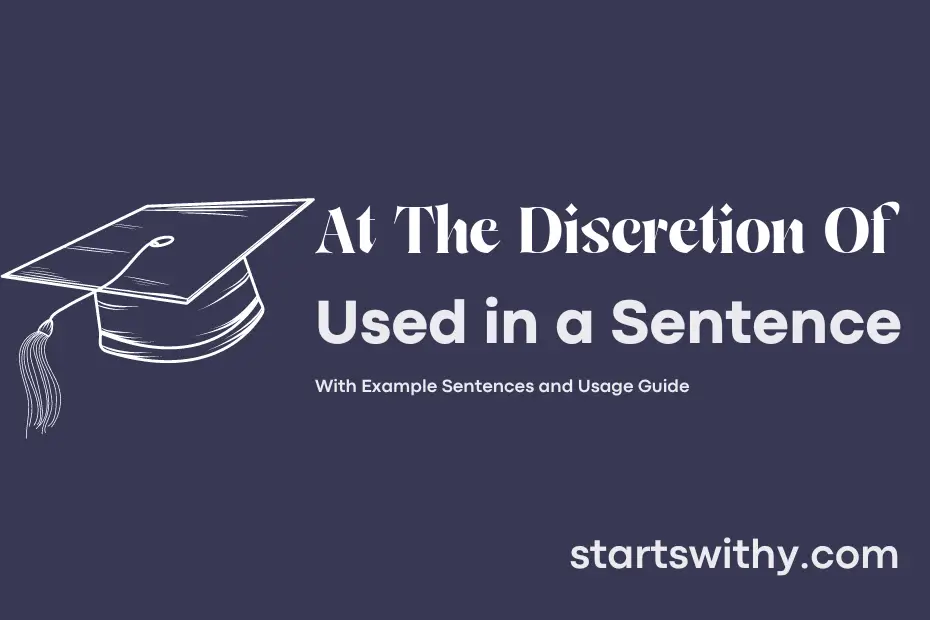 sentence with At The Discretion Of