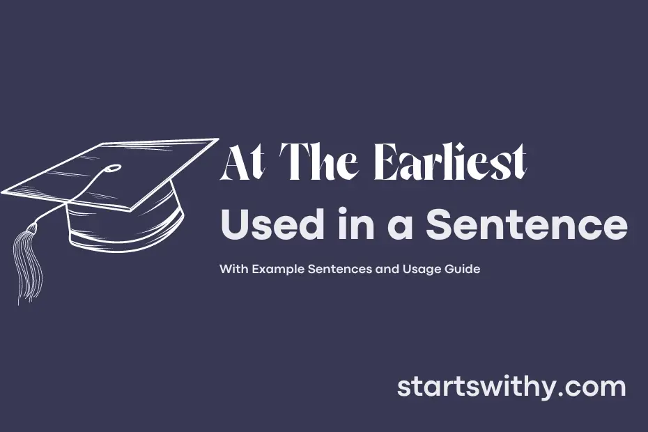 sentence with At The Earliest