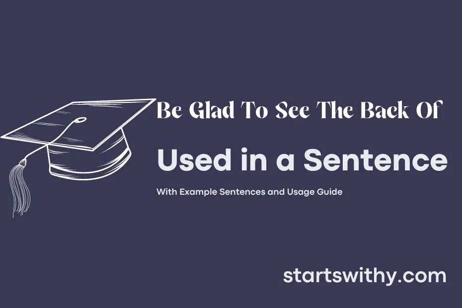 sentence with Be Glad To See The Back Of