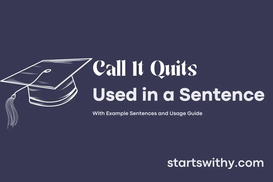 sentence with Call It Quits