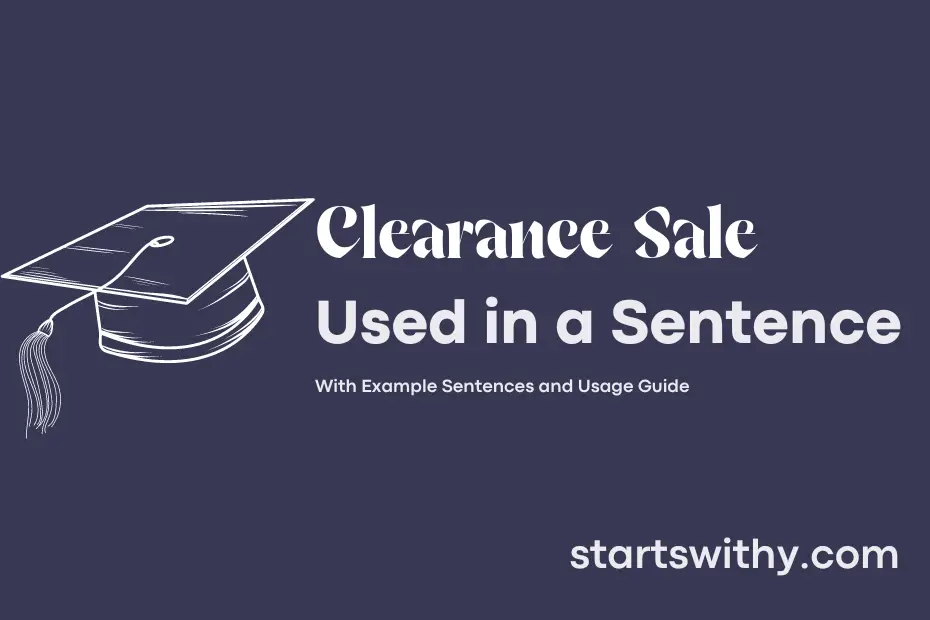 sentence with Clearance Sale