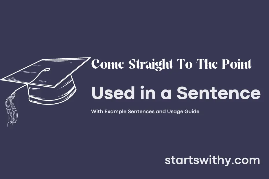 sentence with Come Straight To The Point