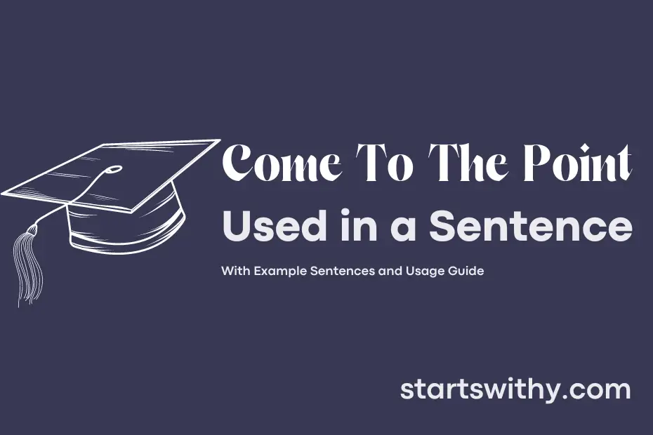 sentence with Come To The Point