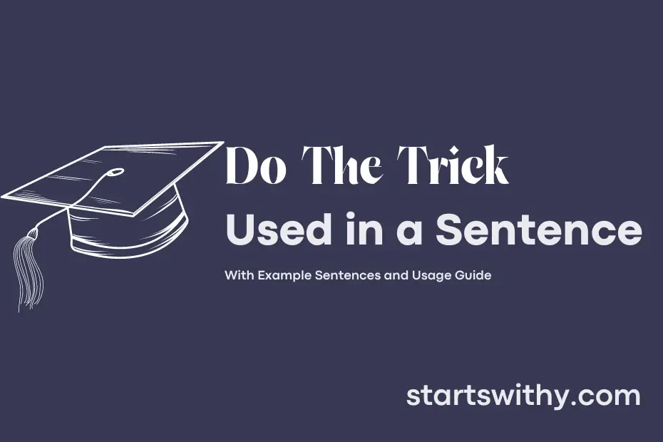 sentence with Do The Trick