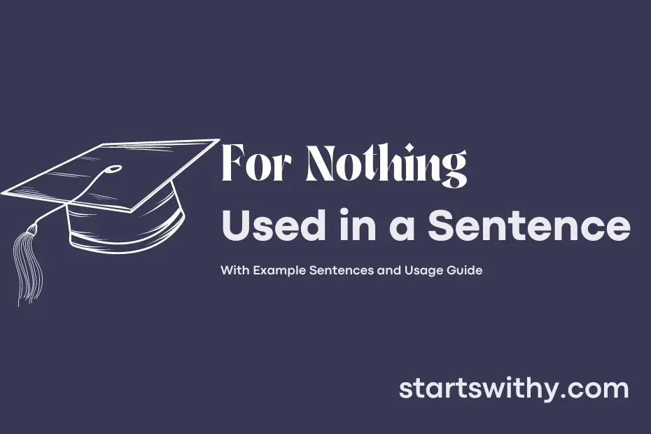 sentence with For Nothing