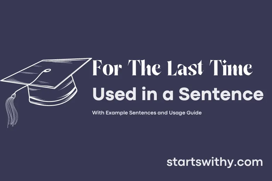 sentence with For The Last Time