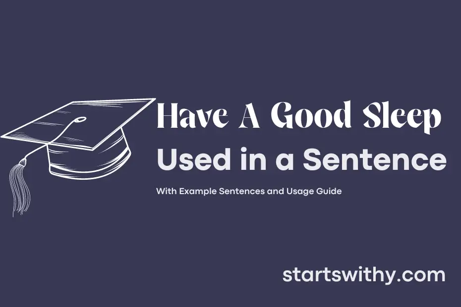 sentence with Have A Good Sleep