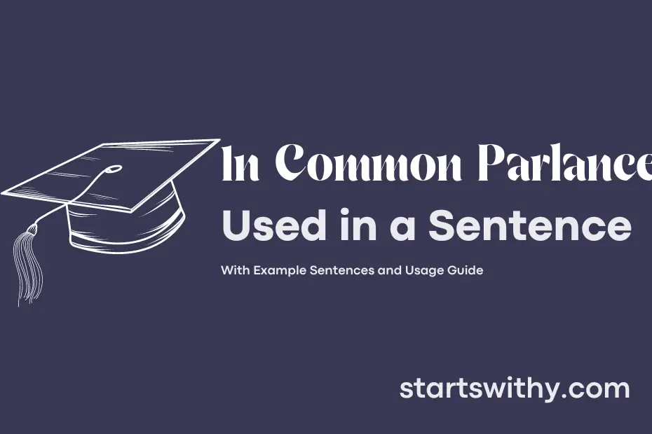 sentence with In Common Parlance
