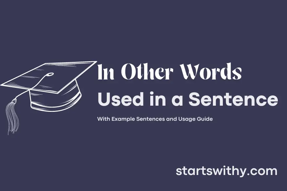 sentence with In Other Words