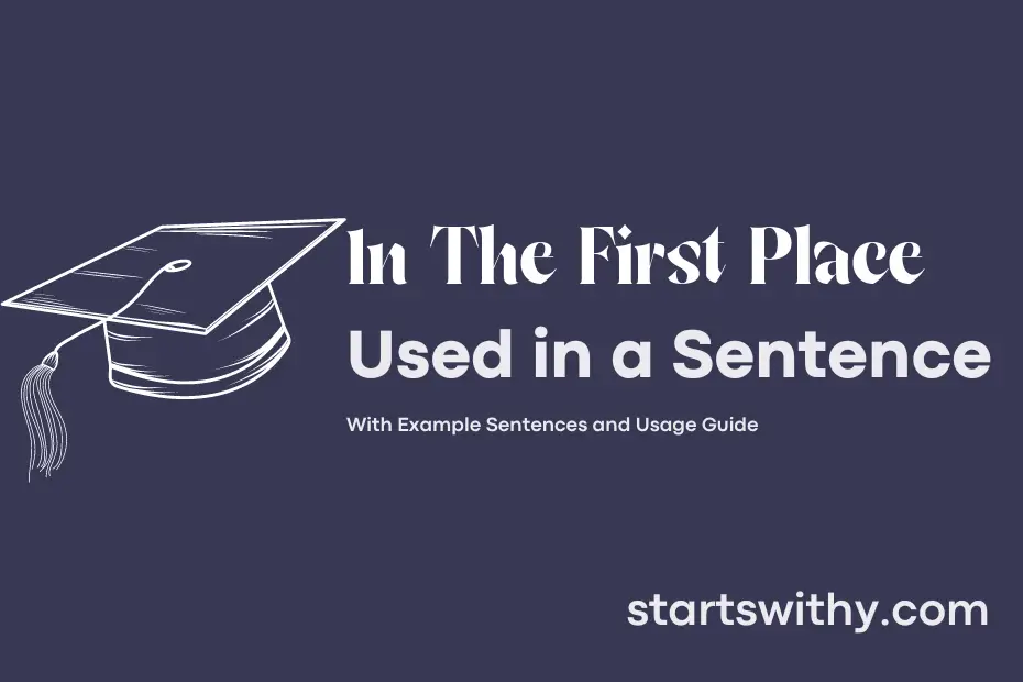 sentence with In The First Place