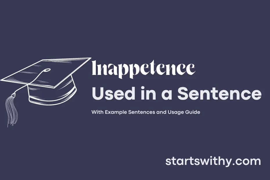 sentence with Inappetence