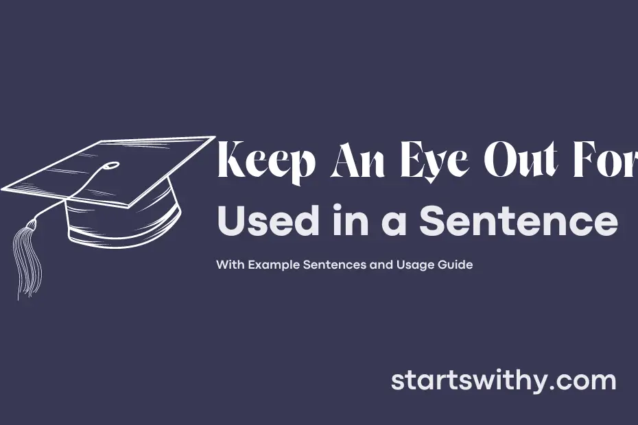 sentence with Keep An Eye Out For