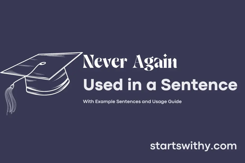 Sentence with Never Again
