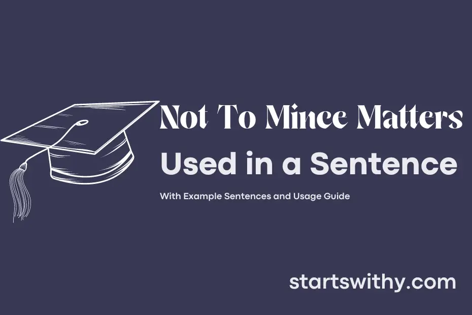 Sentence with Not To Mince Matters
