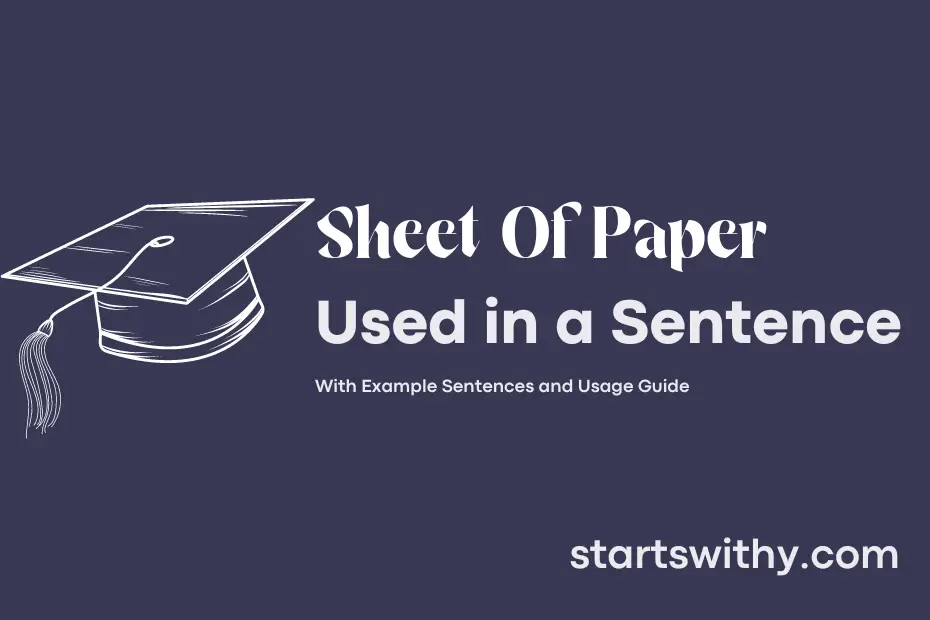 Sentence with Sheet Of Paper