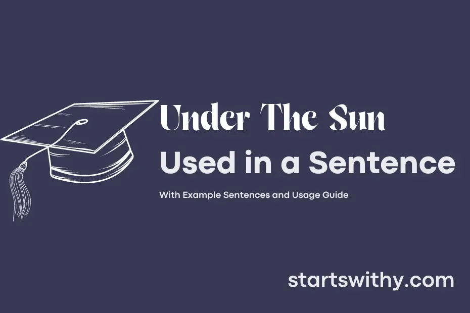 Sentence with Under The Sun