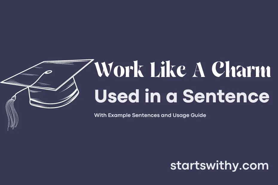 Sentence with Work Like A Charm