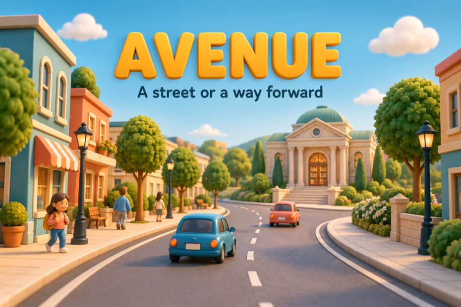 A stylized city avenue with the teaching text “A street or a way forward.”