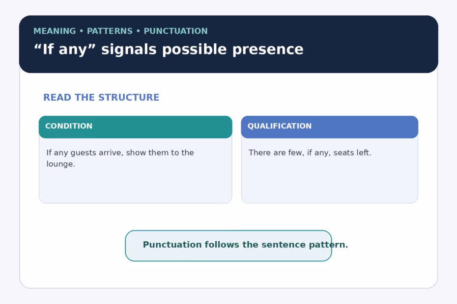 If any: sentence meaning, examples, and punctuation
