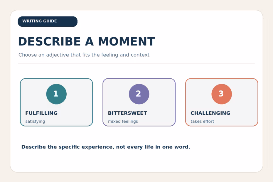 Adjectives for life: fulfilling, bittersweet, and challenging describe different experiences