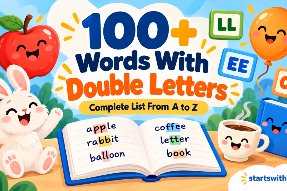 Featured illustration for a guide to English words with double letters