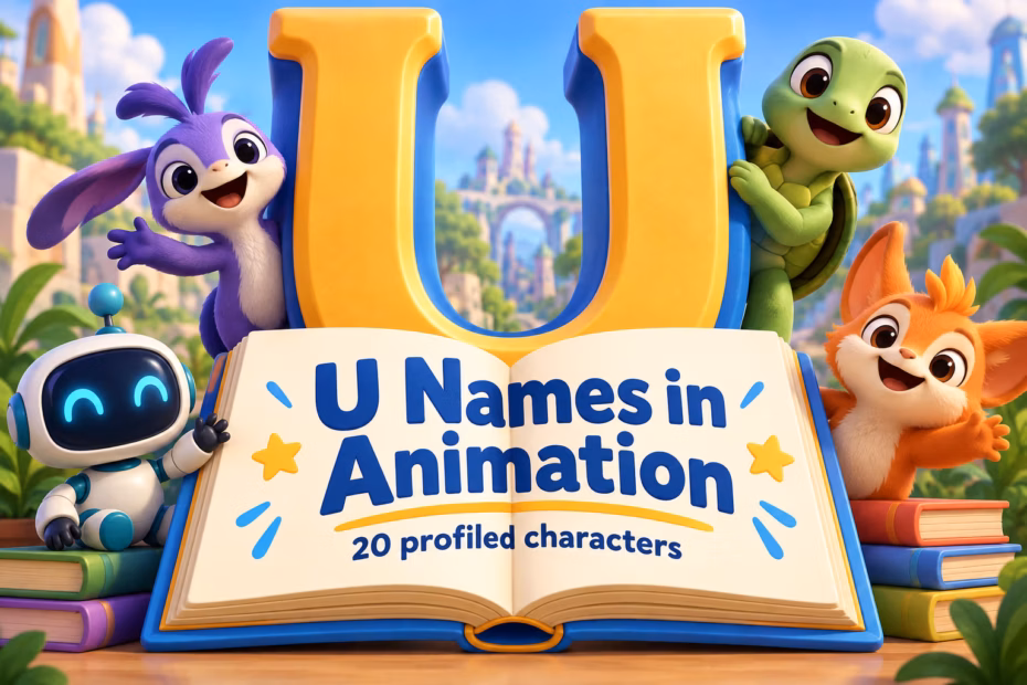 U-shaped arch, original mascots, and open book representing 20 U-name character profiles
