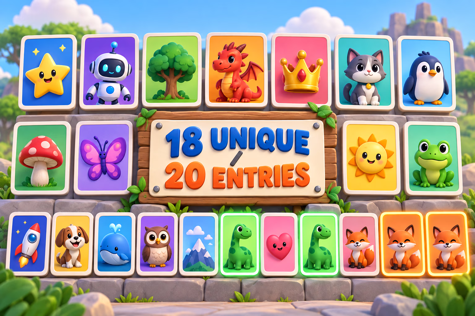 Profile cards illustrate 18 unique identities across 20 profile entries.