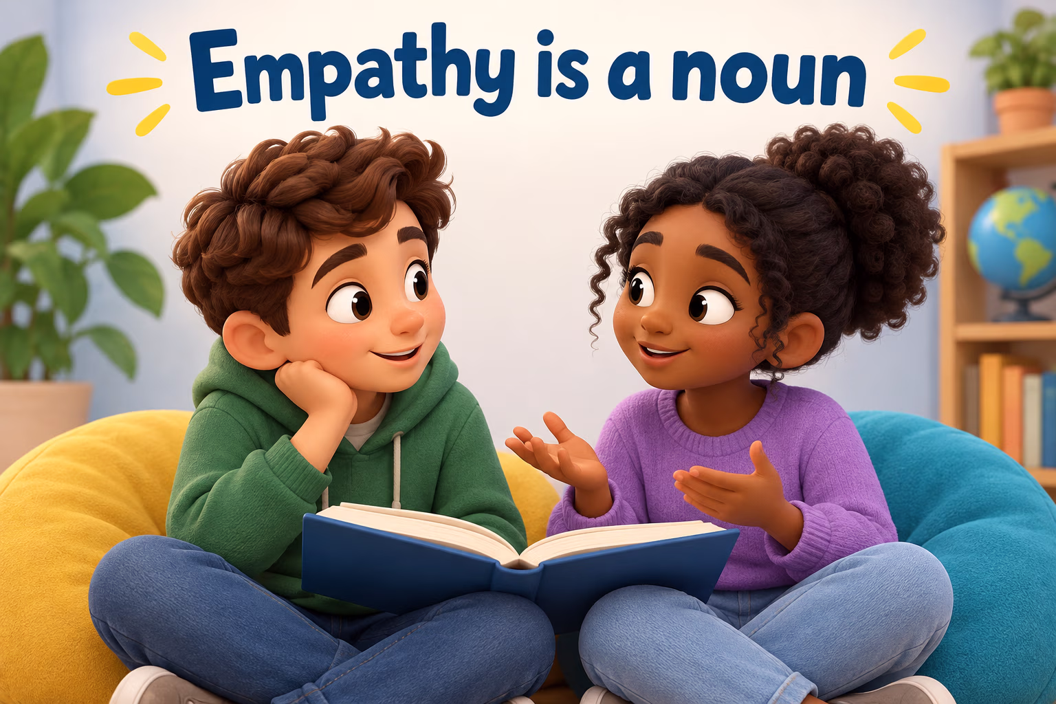 Students discuss the meaning and noun form of empathy.