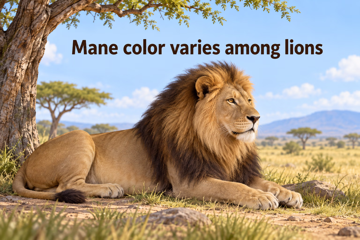 Lion mane color varies among lions