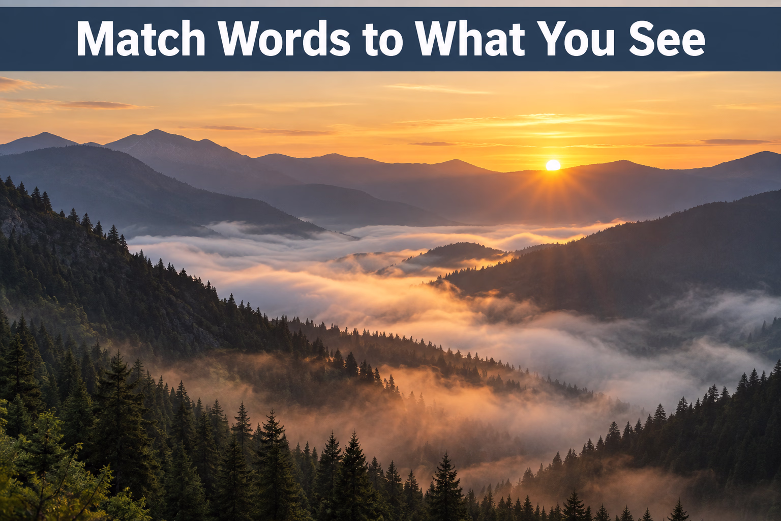 A misty mountain valley at sunrise shows how fog, color, and light shape a scene.