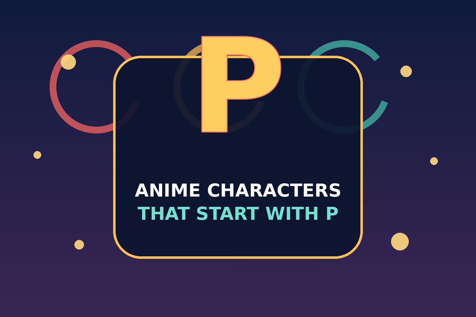 Original illustrated letter P feature graphic for an anime character name list