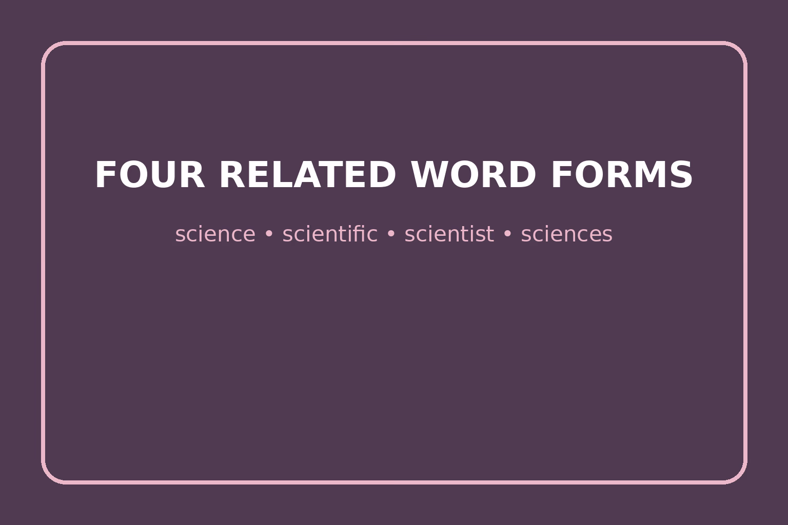 Science is a noun; scientific is an adjective; scientist names a person; sciences refers to fields.