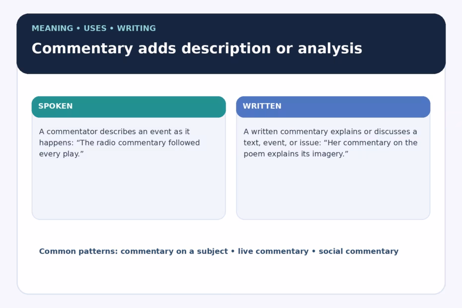 commentary, meaning and uses