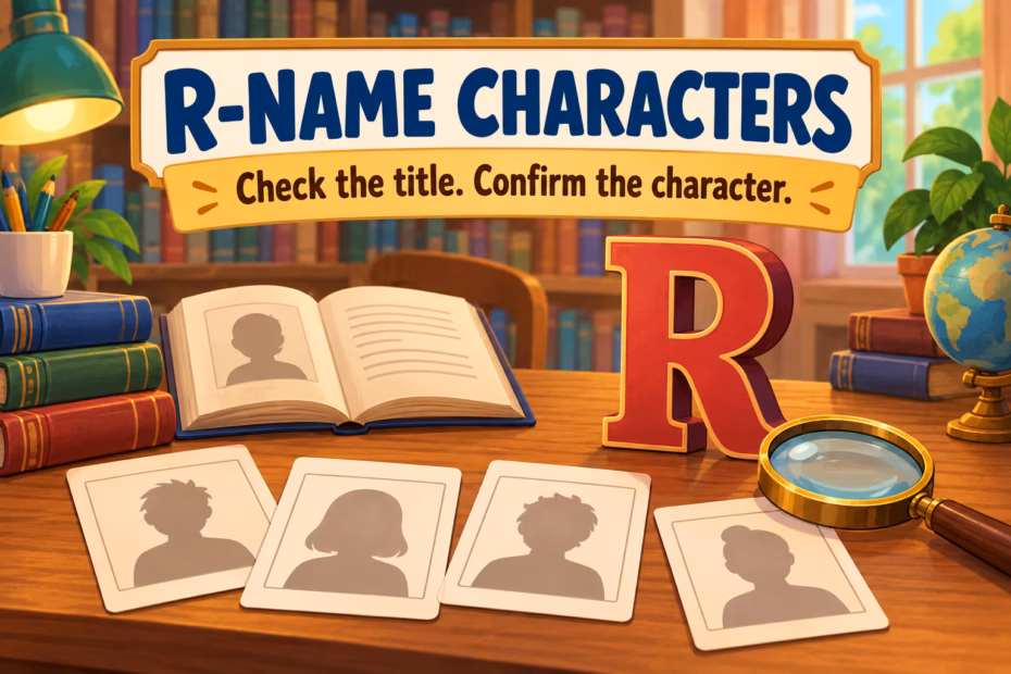 Illustrated R-name character guide says to check the title and confirm the character.