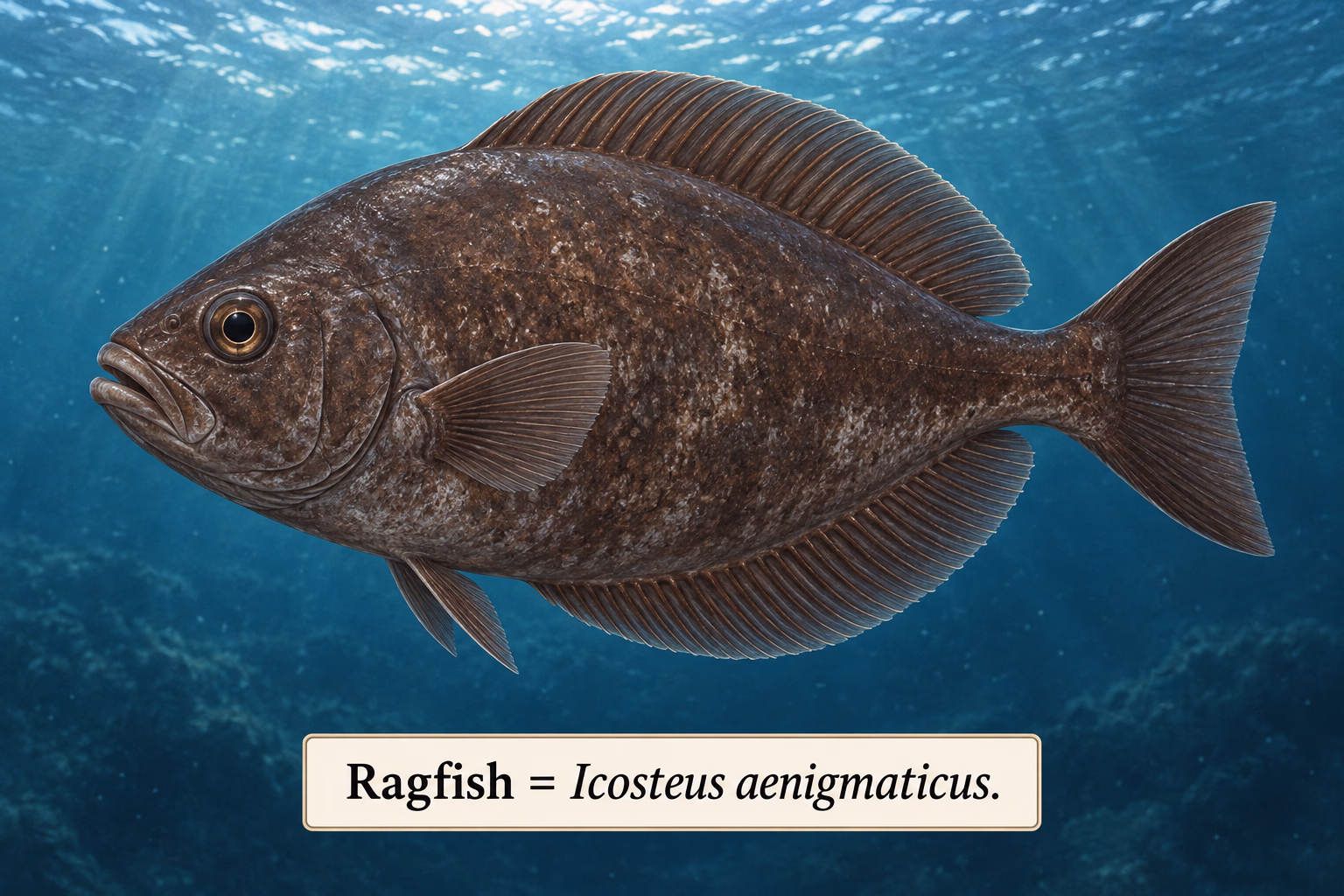 North Pacific ragfish labeled Icosteus aenigmaticus