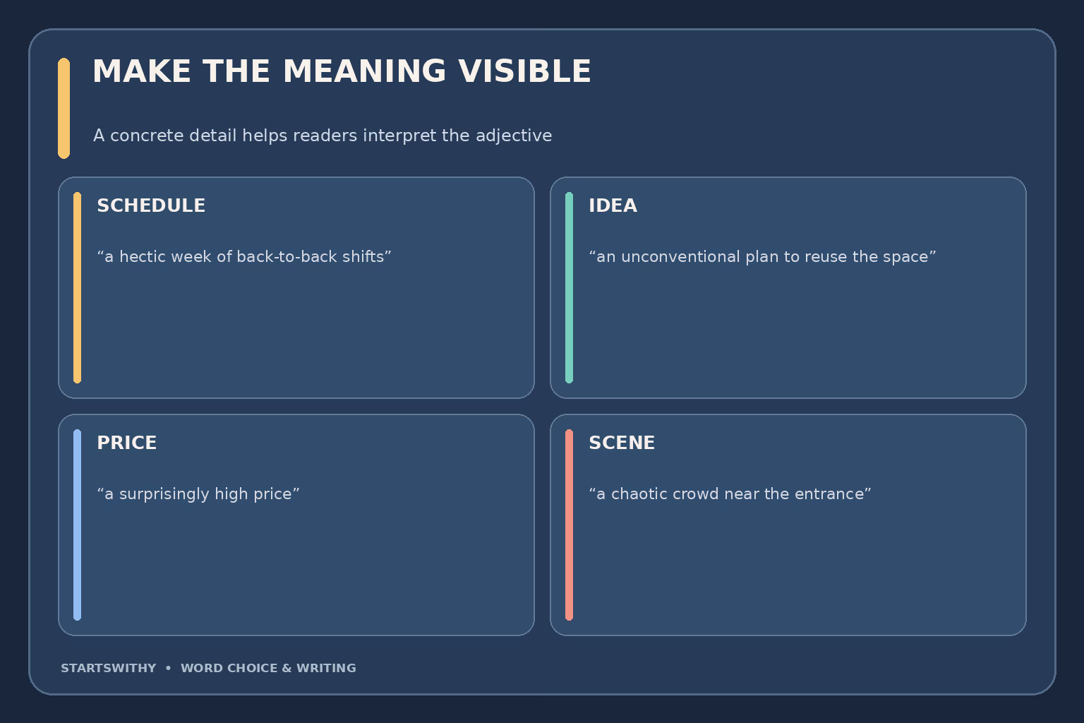 Sentence examples contrast a crazy schedule with an overloaded schedule, a crazy idea with an unconventional idea, and a crazy price with an unusually high price.