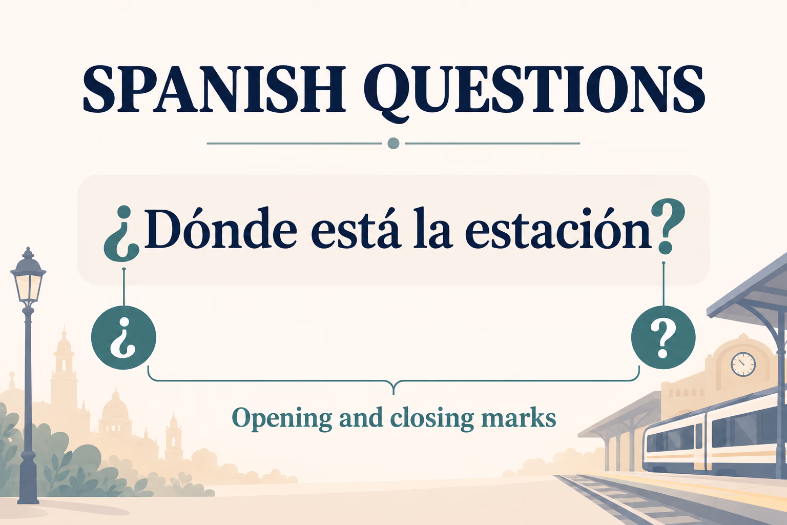 Spanish direct question showing the opening inverted question mark and closing question mark.