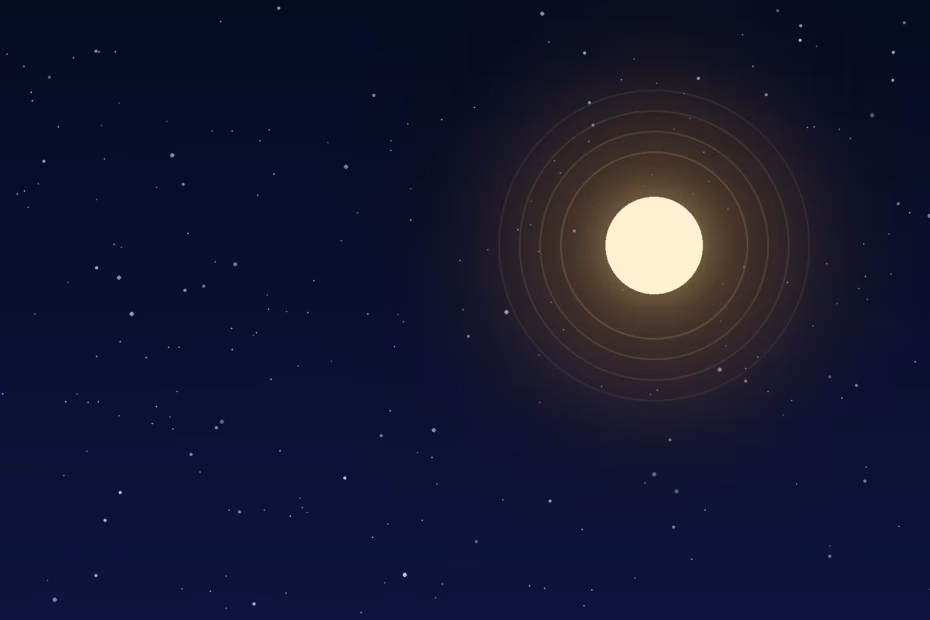 A luminous golden star surrounded by small points of light in a deep blue night sky.