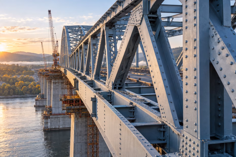 Steel bridge trusses show how structural steel supports a span