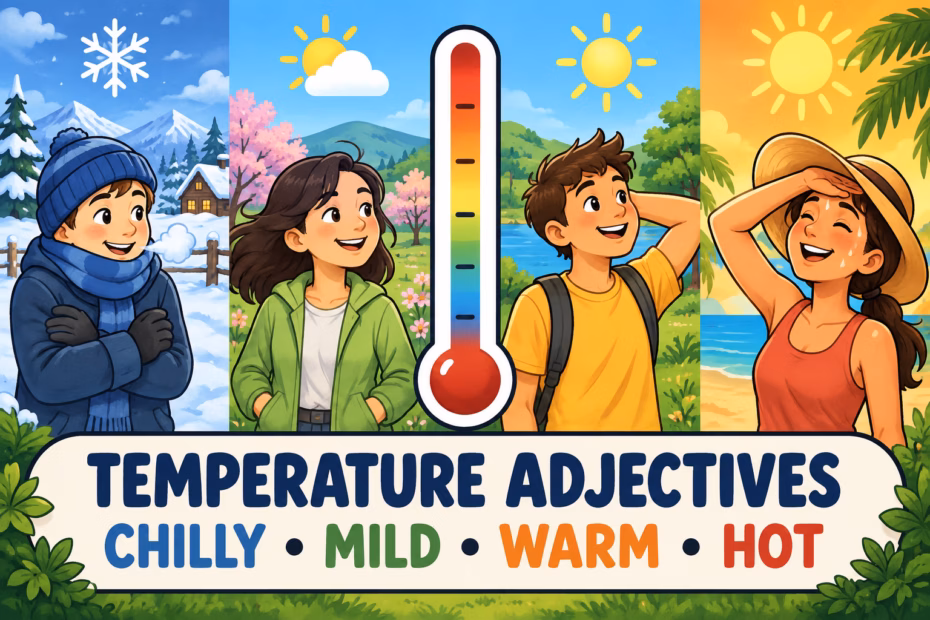 Temperature adjectives from chilly to hot