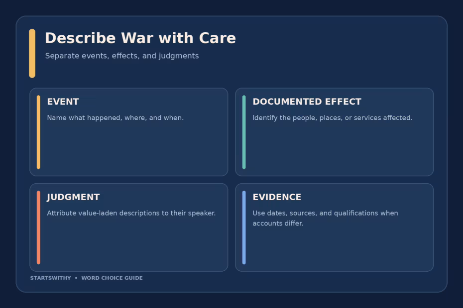 Describing war precisely: context, documented effects, and judgment