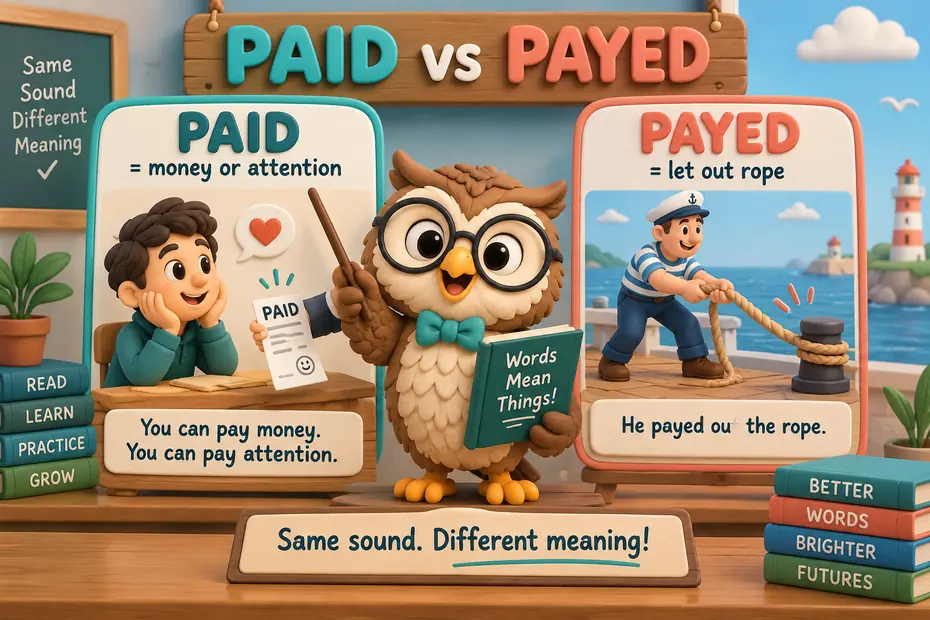 Paid belongs to everyday payment and attention uses; payed has technical senses.