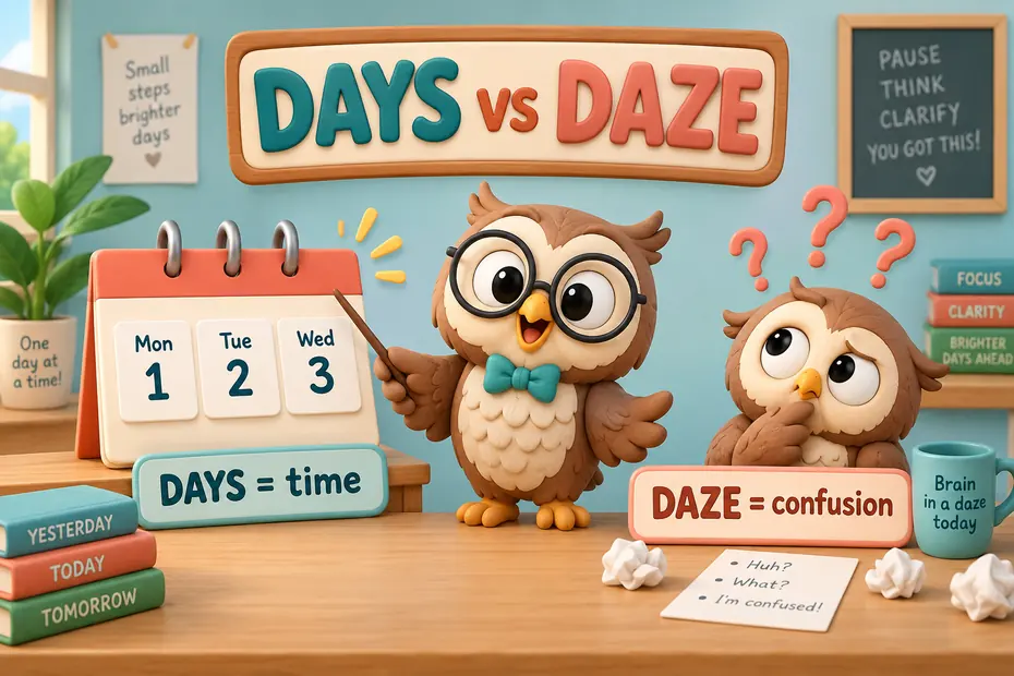 Days describes time; daze describes confusion or stunning.