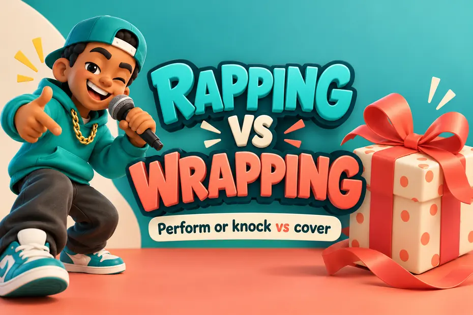 Rapping means performing or knocking; wrapping means covering.