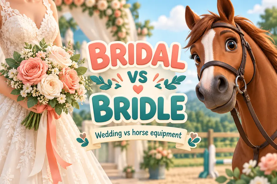 Bridal relates to weddings; bridle names horse equipment.