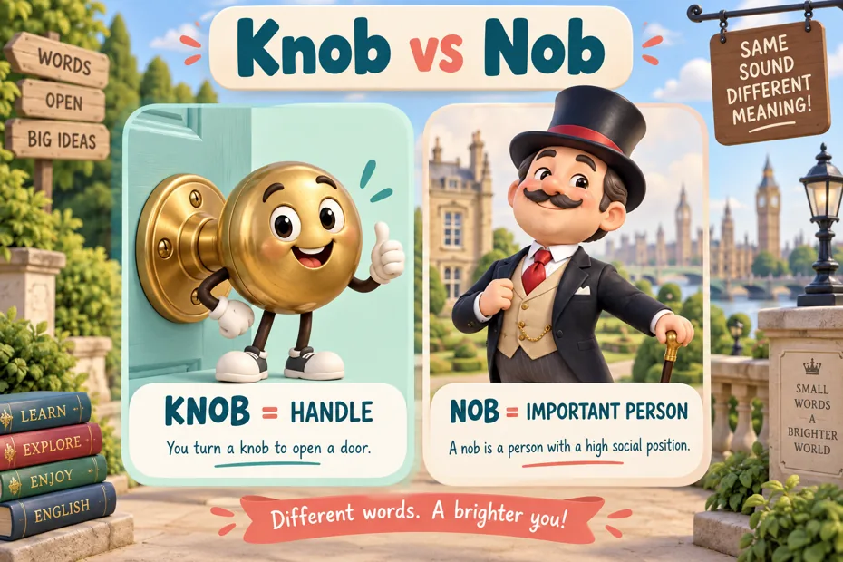 Brass knob and high-status person illustrating knob and nob