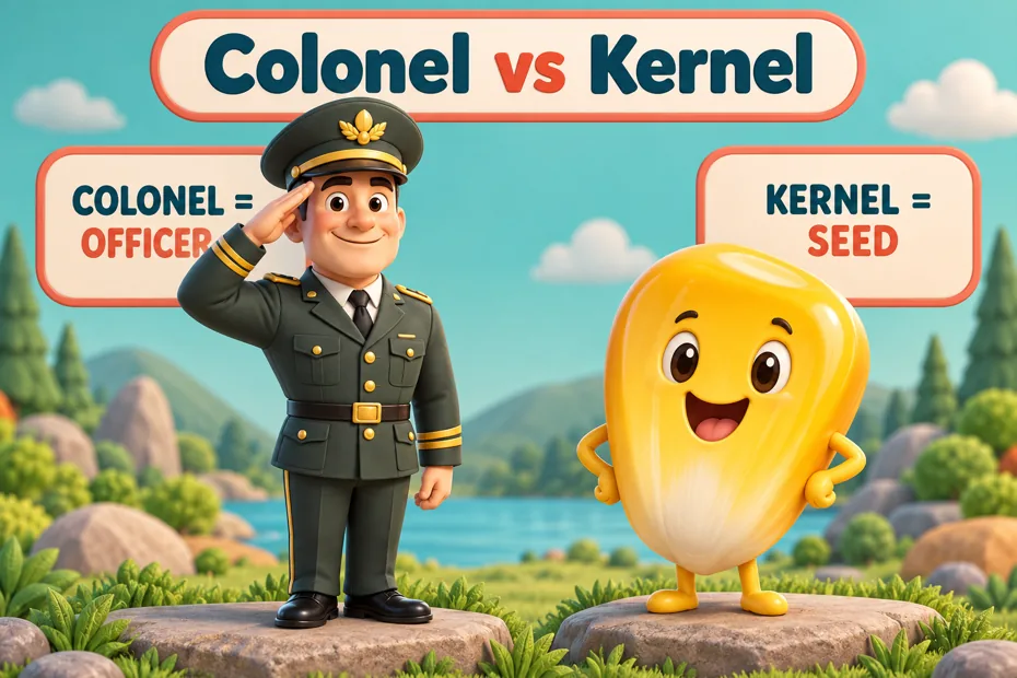 Military colonel and corn kernel showing officer and seed meanings
