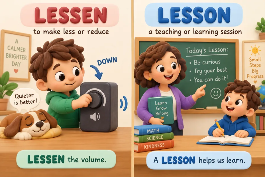 Child reduces speaker volume while teacher gives lesson